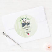 Handgemaakt met Liefde Schattige Panda Beren Knuff Ronde Sticker (Envelop)