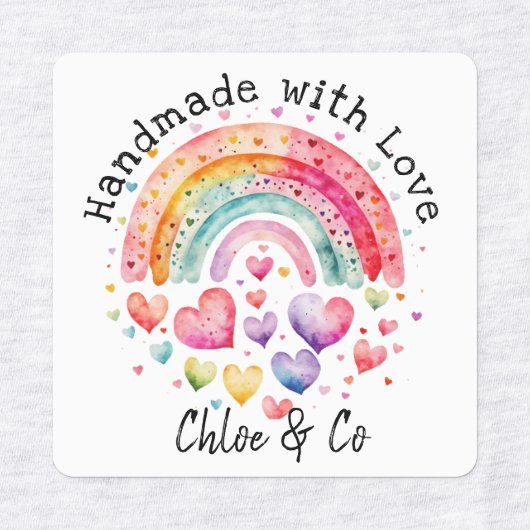 Handgemaakt met Liefde Schattige Rainbow & Hearts Labels (Design 2)