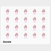 Handgemaakt met liefde Schattige roze luiaard rijd Vierkante Sticker (Vel)