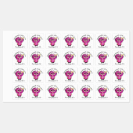 Handgemaakt met Liefde Schattige Roze Uil met Lint Labels