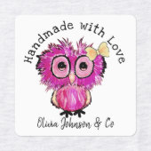 Handgemaakt met Liefde Schattige Roze Uil met Lint Labels (Design 1)