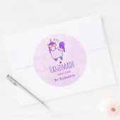 Handgemaakt met Liefde Schattigee Eenhoorn in Hart Ronde Sticker (Envelop)