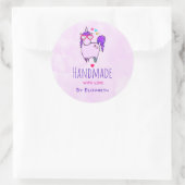 Handgemaakt met Liefde Schattigee Eenhoorn in Hart Ronde Sticker (Tas)