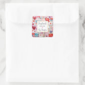 Handgemaakt met Liefde Schattigee Harten en Liefde Vierkante Sticker (Tas)