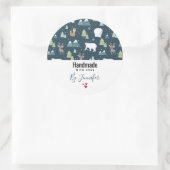 Handgemaakt met liefde Schattigee kerstdieren Ronde Sticker (Tas)