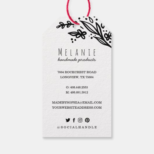 Handgemaakt met Liefde Schetst Floral Design Custo Cadeaulabel (Achterkant)