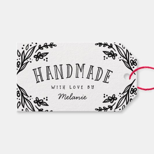 Handgemaakt met Liefde Schetst Floral Design Custo Cadeaulabel (Voorkant (Horizontaal))