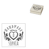 Handgemaakt met Liefde Schetste Bloemen Hart Monog Rubberstempel (Gestempeld)