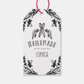 Handgemaakt met Liefde Schetste Bloemen & Scharen Cadeaulabel (Voorkant)