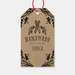 Handgemaakt met Liefde Schetste Bloemen & Scharen Cadeaulabel