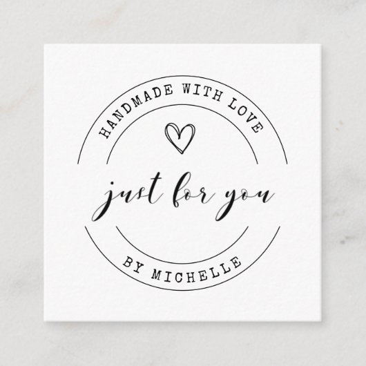 Handgemaakt met liefde script dank je kaart (Voorkant)