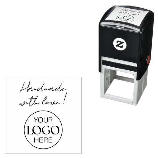 Handgemaakt Met Liefde Script Zakelijk Logo Zelfinktende Stempel (In situ)