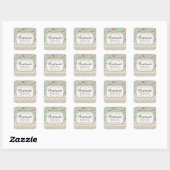 Handgemaakt Met Liefde Shabby Chic Rozen Kant & Bu Vierkante Sticker (Vel)