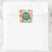 Handgemaakt met Liefde Sinaasappel Citrus Fruit Pa Vierkante Sticker (Tas)