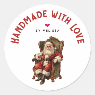 Handgemaakt met Liefde  Sinterklaas Kerstmis Ronde Sticker