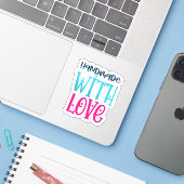 Handgemaakt met liefde - Small Business Sticker (Laptop met iPhone)