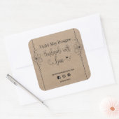 Handgemaakt met liefde Social Media Rustic Kraft Vierkante Sticker (Envelop)