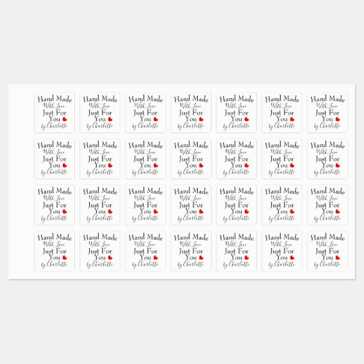 Handgemaakt met liefde speciaal voor jou gepersona labels (Vel)