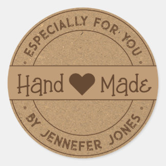 Handgemaakt met liefde, speciaal voor u Kraft Pape Ronde Sticker