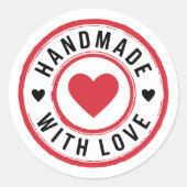 Handgemaakt met liefde Sticker met harten (Voorkant)