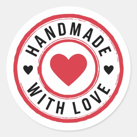 Handgemaakt met liefde Sticker met harten (Voorkant)
