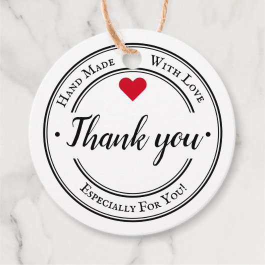 Handgemaakt Met Liefde Trendy Kraft Business Bedankjes Labels (Voorkant)