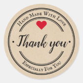 Handgemaakt Met Liefde Trendy Kraft Business Ronde Sticker (Voorkant)
