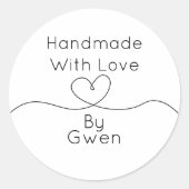 Handgemaakt met liefde uit het hart ronde sticker (Voorkant)