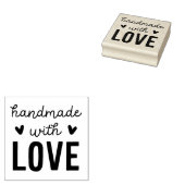 Handgemaakt Met Liefde Vierkante Hout Kunst Stamp Rubberstempel (Gestempeld)
