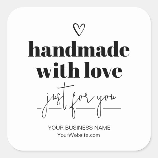 Handgemaakt met liefde vierkante sticker (Voorkant)