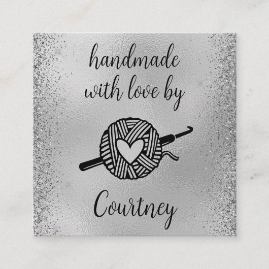 Handgemaakt met liefde vierkante visitekaartje (Voorkant)