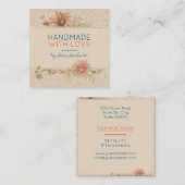 Handgemaakt met liefde vierkante visitekaartje (Voorkant / Achterkant)