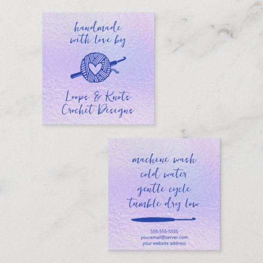 Handgemaakt met liefde vierkante visitekaartje (Voorkant / Achterkant)