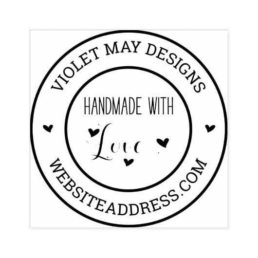 Handgemaakt met liefde - Voeg jouw namen en websit Rubberstempel (Afrduk)