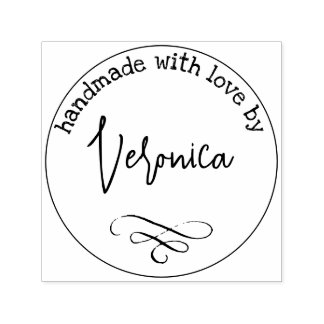 Handgemaakt met liefde voor voornaam, aangepast zelfinktende stempel