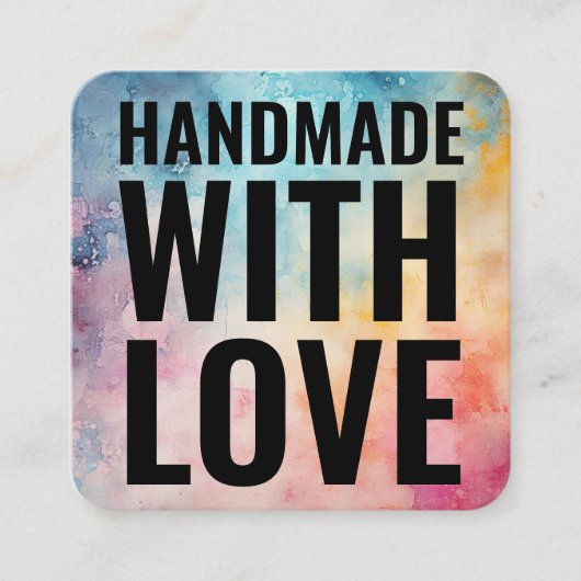 Handgemaakt met liefde Waterverf Abstracte achterg Vierkante Visitekaartje (Voorkant)