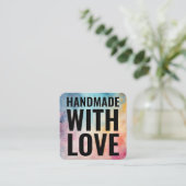 Handgemaakt met liefde Waterverf Abstracte achterg Vierkante Visitekaartje (Staand voorkant)