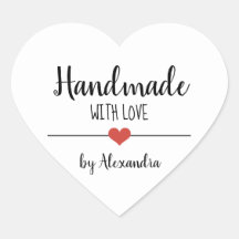 Handgemaakt met liefde wit gepersonaliseerd