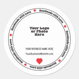 Handgemaakt met Liefde Zakelijk Inzetstuk - Red He Ronde Sticker