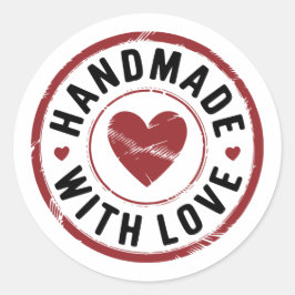 Handgemaakt met liefde zwart en rood hart Sticker