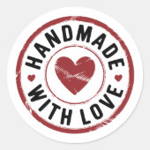 Handgemaakt met liefde zwart en rood hart Sticker (Voorkant)