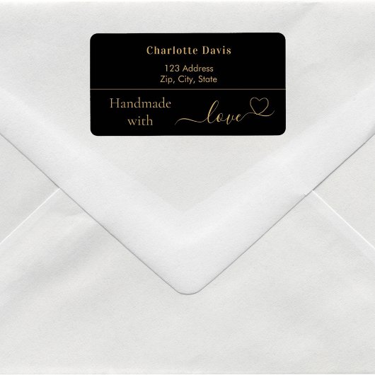 Handgemaakt met liefde zwart goud naam retour adre etiket