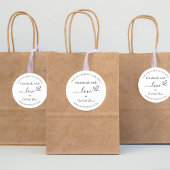 Handgemaakt met liefde zwart wit naam website ronde sticker