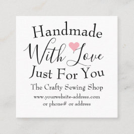 Handgemaakt met liefdesaanbiedingen voor kleine am vierkante visitekaartje