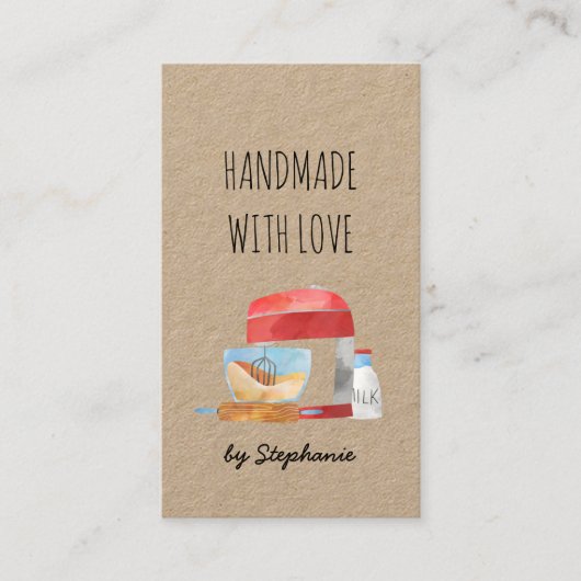 Handgemaakt met liefdesbakken | Papier van bakkeri Visitekaartje (Voorkant)