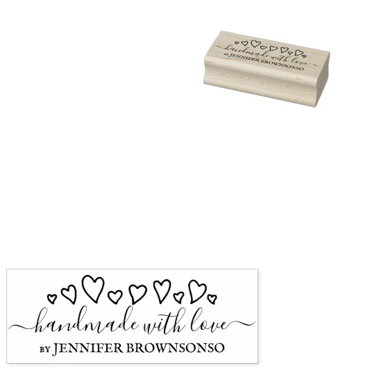 Handgemaakt met liefdesbedrijf Handtekening Afbeel Rubberstempel (Gestempeld)