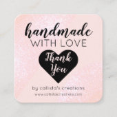 Handgemaakt met liefdesblindroze gootsteen vierkante visitekaartje (Voorkant)