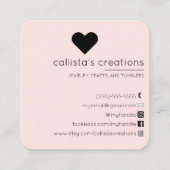 Handgemaakt met liefdesblindroze gootsteen vierkante visitekaartje (Achterkant)