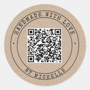 Handgemaakt met liefdeselegant script kraft Classi Ronde Sticker