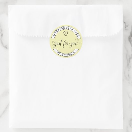 Handgemaakt Met Liefdesgeel Elegant Script Sticker (Tas)
